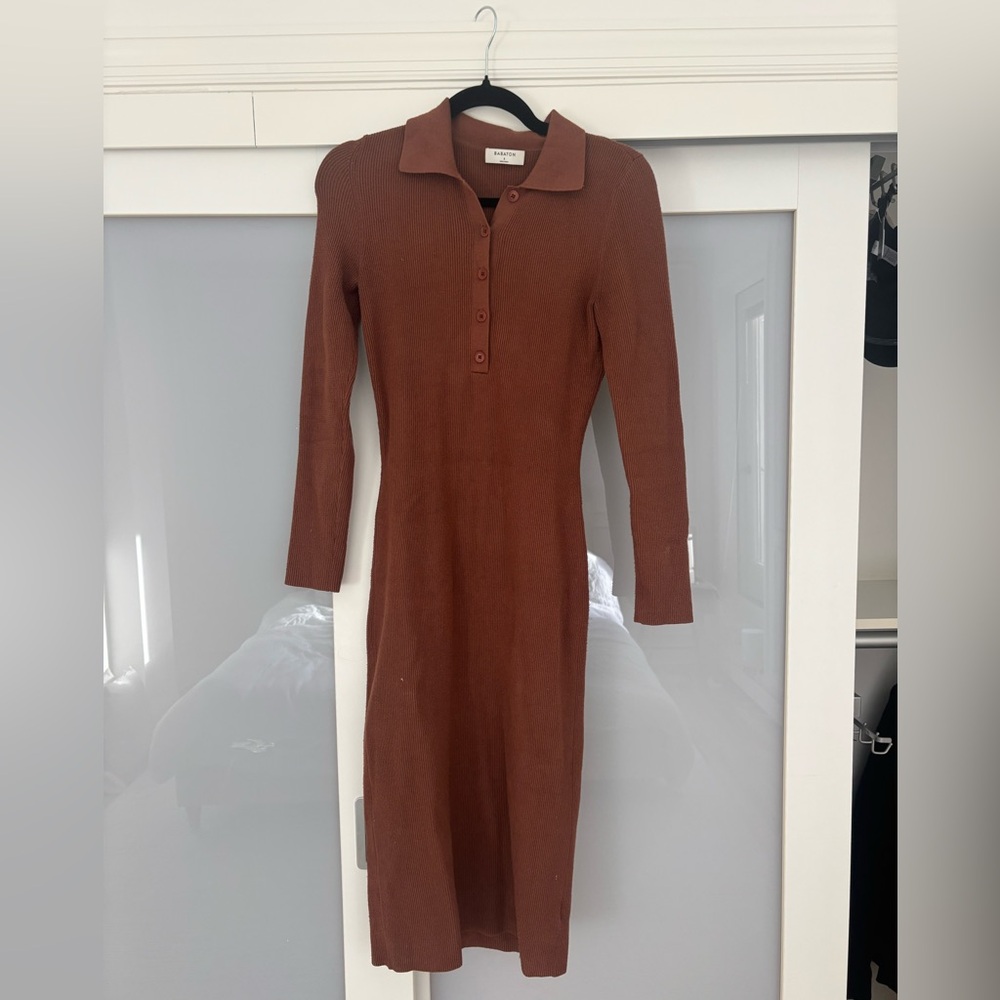 ARITZIA BAATON BROWN RIBBED DRESS